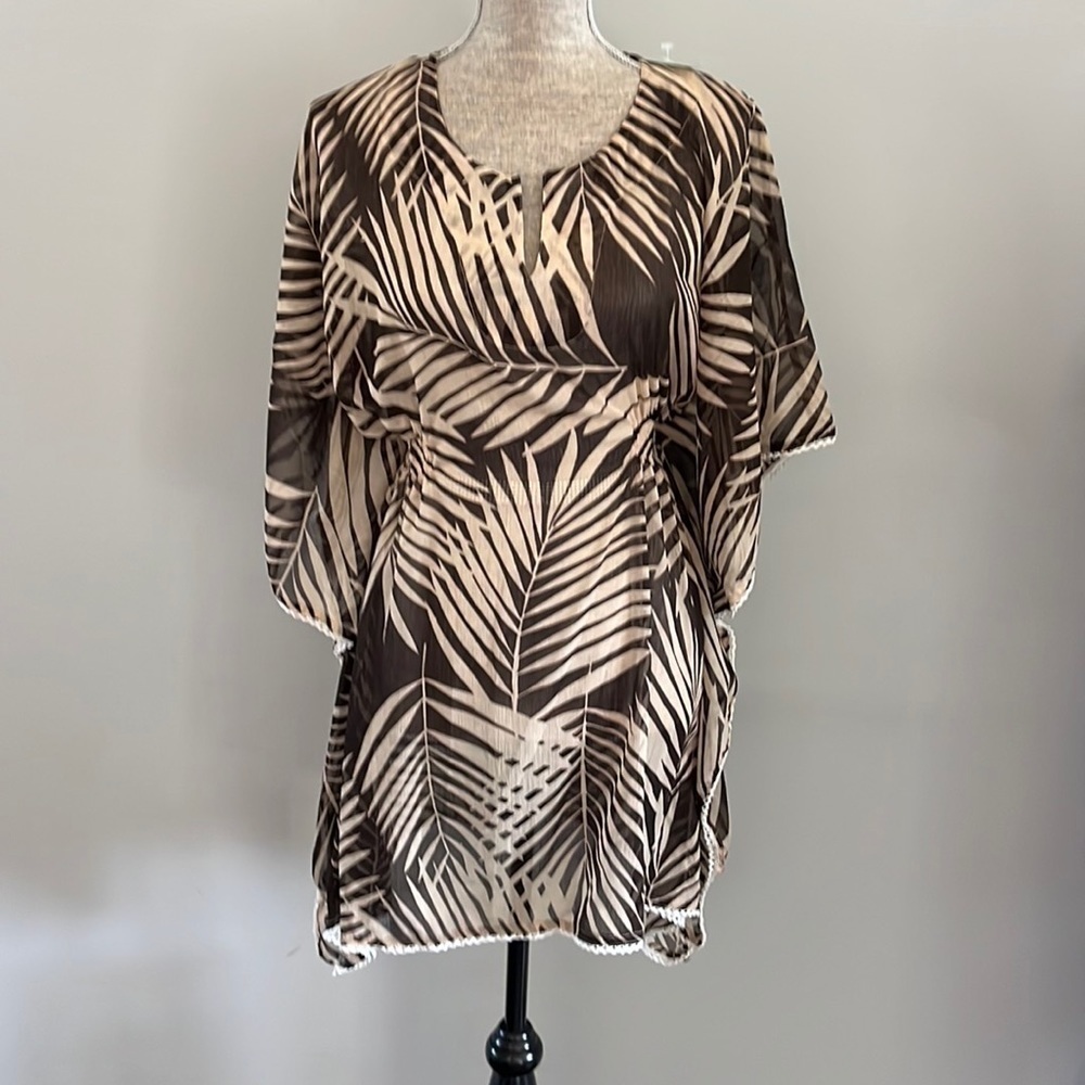 ICI PALM LEAVES COVER UP brown and tan Hawaiian vibes.  SUMMER swim